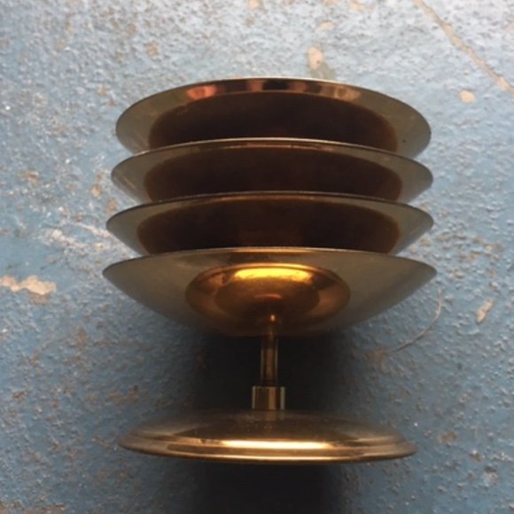 Vintage 1960's Rare Stacking Brass Set of 4 Ashtrays with Stand - Picture 4 of 13